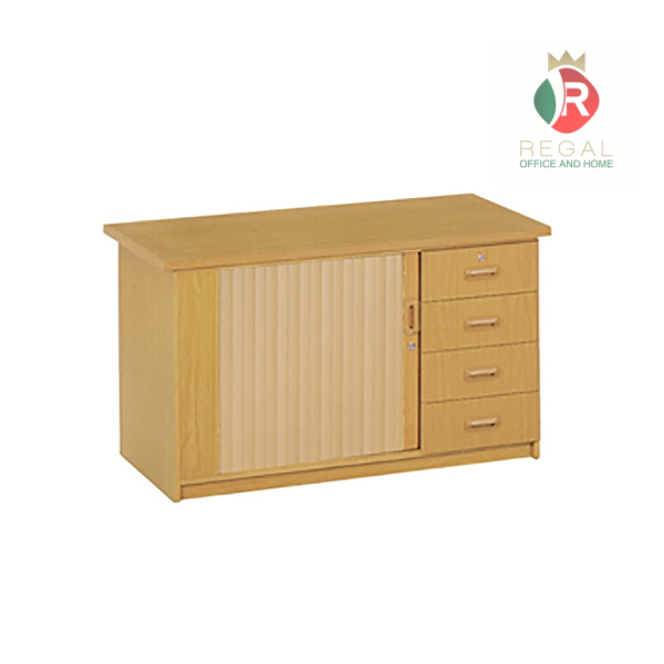 Credenza 4 Drawer with Roller Door